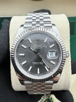 2021 ROLEX DATEJUST 41 126334 WHITE GOLD STEEL RHODIUM DIAL JUBILEE WATCH B&P