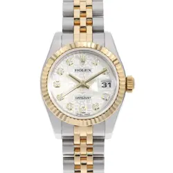 ROLEX DATEJUST 10P DIAMOND 179173G SILVER CARVING COMPUTER RANDOM NUMBER SEC...