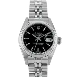 ROLEX DATEJUST 26 79174 BLACK INDEX STEEL JUBILEE GOLD FLUTED LADIES WATCH