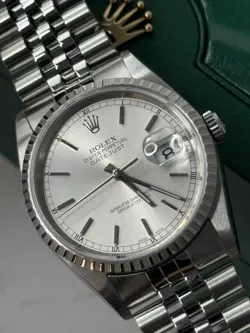 VINTAGE ROLEX DATEJUST 36MM 16220 SILVER DIAL ON JUBILEE BRACELET