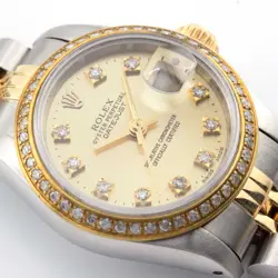 Womens Rolex 26MM Datejust SS/Yellow Gold Jubilee 1.5 CTW Diamonds Bezel Watch