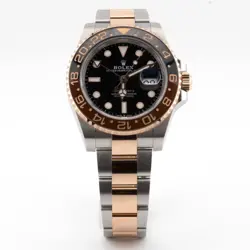 ALL ORIGINAL MENS ROLEX 40MM 18K ROSE GOLD/SS GMT-MASTER 