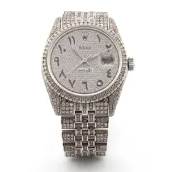 ROLEX 36MM DATEJUST FULLY ICED OUT JUBLIEE BAND ONE ROW 16CTW DIAMOND MENS WATCH