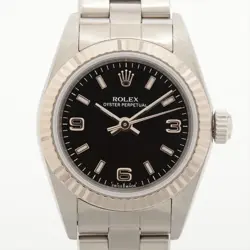 ROLEX OYSTER PERPETUAL 76094 SS×WG AT BLACK DIAL