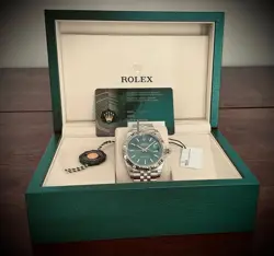ROLEX ♛ BRANDNEW DATEJUST 41MM GREEN FLUTED WHITEGOLD JUBILEE FULLSTICKERS