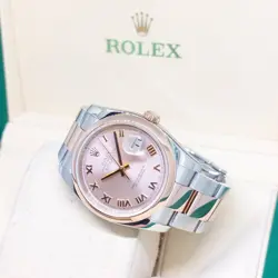 ROLEX 36MM 18K HALF ROSE GOLD PINK ROMAN DIAL DATEJUST REF: 116201 (Z SERIES)