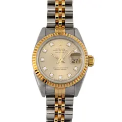 ROLEX 69173 LADIES DATEJUST TWO TONE DIAMOND DIAL 26MM 1994 BOX & PAPERS