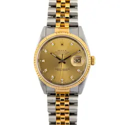 ROLEX 16233G DATEJUST TWO TONE DIAMOND DIAL 36MM 1991 X SERIAL