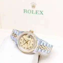 ROLEX 26MM  18K HALF YG CHAMPAGNE ROMAN DIAL DATEJUST REF: 69173 (W SERIES)