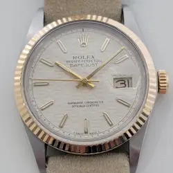 MENS ROLEX OYSTER 16013 DATEJUST 36MM 18K SS COMPUTER DIAL AUTOMATIC 1980S RA524