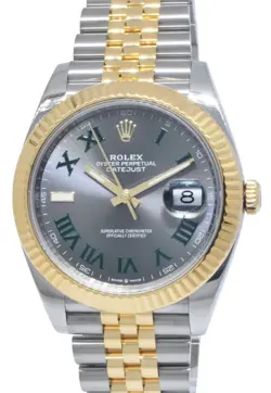ROLEX DATEJUST 41 YG/STEEL WIMBLEDON DIAL MENS WATCH BOX /PAPERS '24 126333