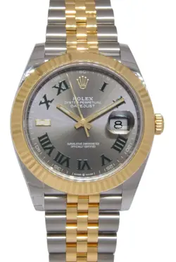 ROLEX DATEJUST 41 YG/STEEL WIMBLEDON DIAL MENS WATCH PAPERS '20 126333