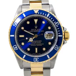 ROLEX SUBMARINER 16613 TWO TONE 18K AUTOMATIC PURPLE DIAL MEN'S WATCH 40MM