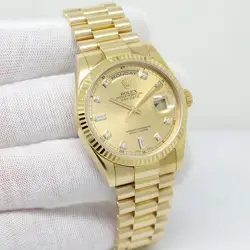 ROLEX 118238 DAY DATE 18K YELLOW GOLD WITH CHAMPAGNE DIAMOND DIAL