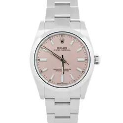 NEW 2025 PAPERS ROLEX OYSTER PERPETUAL PINK STAINLESS 34MM 124200 WATCH BOX