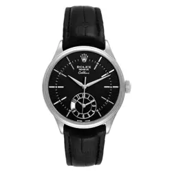 ROLEX CELLINI 50529 BLACK DIAL LEATHER STRAP DUAL TIME 39MM WATCH 2019