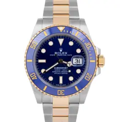 NEW UNWORN PAPERS ROLEX SUBMARINER 41MM CERAMIC 18K TWO-TONE BLUE 126613 LB BOX