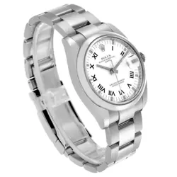 2017 Men's Rolex 34mm Date Stainless Steel Watch with White Dial & Smooth Bezel.