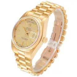 Men's Rolex 36mm Presidential Day-Date 18K Gold Watch w/Gold Dial & Fluted Bezel