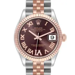 ROLEX DATEJUST 31 MIDSIZE STEEL ROSE GOLD BROWN DIAMOND DIAL LADIES WATCH 278271