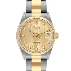 ROLEX DATEJUST 31 STEEL YELLOW GOLD DIAMOND LADIES WATCH 68273 BOX PAPERS