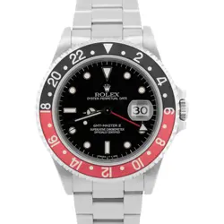 PAPERS ROLEX GMT-MASTER II 40MM COKE RED BLACK STEEL OYSTER WATCH 16710 BOX