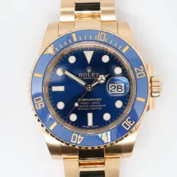 2020'S MINT ROLEX 116618LB SUBMARINER 40MM 18K YELLOW GOLD BLUE WATCH
