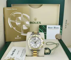 ROLEX 18KT GOLD & SS DAYTONA MOP DIAMOND FACTORY BEZEL 116523 SANT BLANC