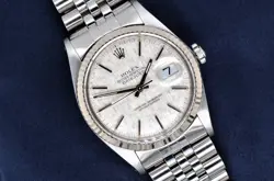 1984 ROLEX DATEJUST SILVER LINEN TRITIUM DIAL 36MM STAINLESS STEEL 16014 WATCH