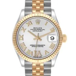 ROLEX DATEJUST MIDSIZE STEEL YELLOW GOLD DIAMOND LADIES WATCH 278273 BOX CARD