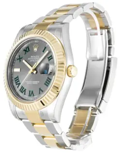 ROLEX DATEJUST II STEEL YELLOW GOLD WIMBLEDON DIAL MENS WATCH 116333