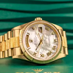 ROLEX DAY-DATE 36 RARE ORIGINAL MOTHER OF PEARL BARK PRESIDENT SERVICED BY ROLEX