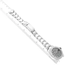 Rolex Yachtmaster 37 Midsize Steel Platinum Bezel Mens Watch 268622 Box Card