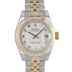 ROLEX DATEJUST LADIES WATCH 179173 TWOTONE ROMAN NUMERAL W/ BOX & CERT