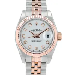 ROLEX DATEJUST LADIES WATCH 179171 18K ROSE GOLD WHITE DIAMOND JUBILEE BAND