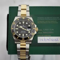 Rolex Submariner 126613LN Black Dial Men Gold Steel Oyster Watch 41mm Box Papers