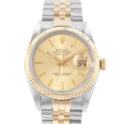 ROLEX DATEJUST 36 16013 CHAMPAGNE INDEX STEEL YELLOW GOLD JUBILEE MENS WATCH