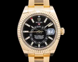 ROLEX 326938 SKY DWELLER 18K YELLOW GOLD / BLACK DIAL