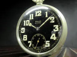 ROLEX BRITISH MILITARY BLACK ARABIC DIAL POCKET WATCH  TO200587