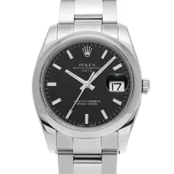 USED ROLEX OYSTER PERPETUAL DATE 115200 BLACK MEN'S WATCH #4134