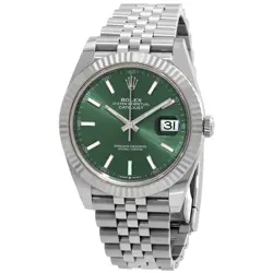 ROLEX DATEJUST 41 MINT GREEN DIAL AUTOMATIC MEN'S STEEL AND WHITE GOLD JUBILEE