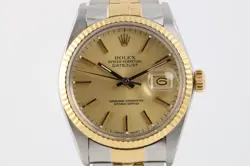 ROLEX DATEJUST 16013 STAINLESS STEEL & 18K YELLOW GOLD 36MM MEN'S WATCH