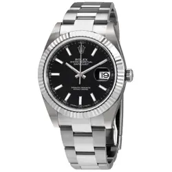 ROLEX DATEJUST 41 BLACK DIAL STAINLESS STEEL AUTOMATIC MEN'S WATCH 126334BKSO