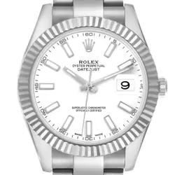 ROLEX DATEJUST II 41MM WHITE GOLD STEEL MENS WATCH 116334 BOX CARD
