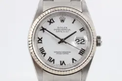 ROLEX DATEJUST 16234 WHITE ROMAN DIAL 36MM MEN'S WATCH 2004