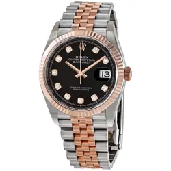 ROLEX DATEJUST 36 BLACK DIAMOND DIAL AUTOMATIC MEN'S STEEL AND 18KT EVEROSE GOLD