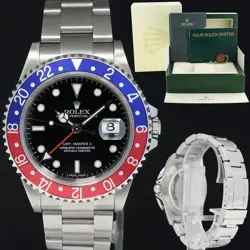 2006 ERROR STICK ROLEX GMT-MASTER II PEPSI BLUE 40MM STEEL 16710 NO HOLES WATCH