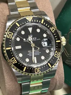 ROLEX SEA-DWELLER 126603 GOLD AND SILVER OYSTER BRACELET WITH BLACK BEZEL 12/24
