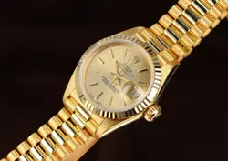 ROLEX PRESIDENT DATEJUST 18KT YELLOW GOLD LADIES CHAMPAGNE DIAL 69178