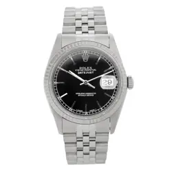 ROLEX DATEJUST 36 STAINLESS STEEL BLACK DIAL FLUTED JUBILEE 36MM 16234
